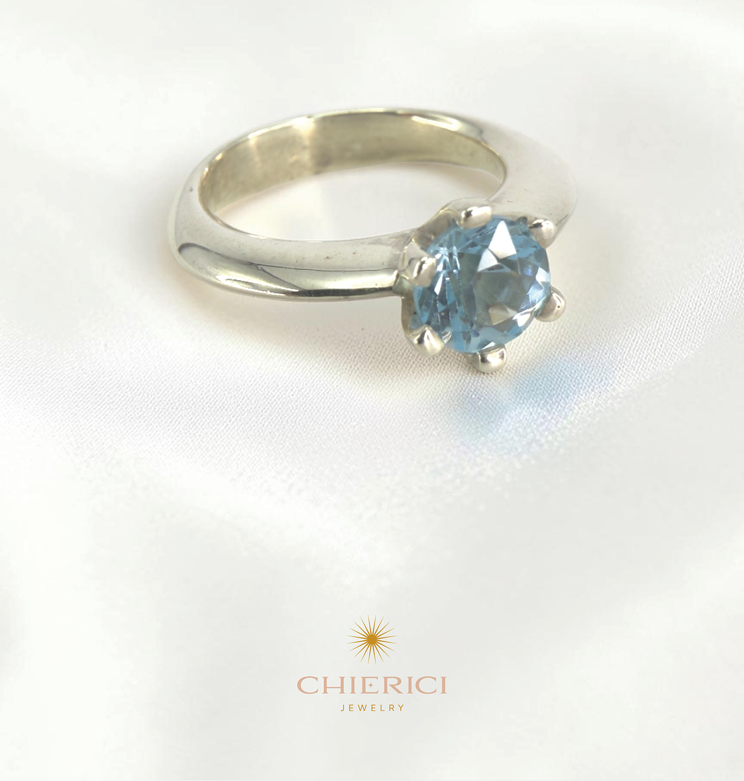 Unna Zari Sky Topaz Solitaire Ring